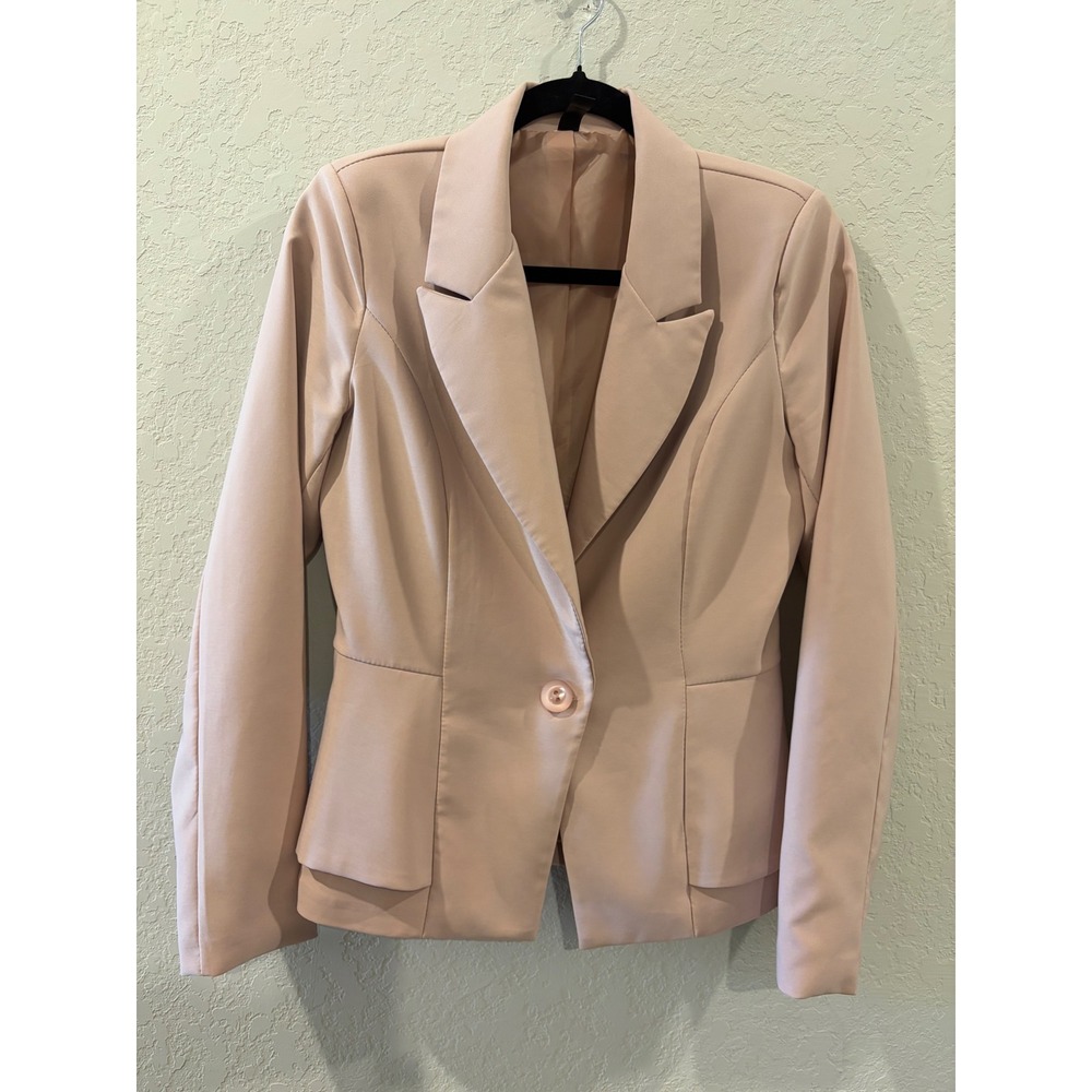 Venti6 Womens Blush Pink Single Button Peplum Blazer Jacket Made in Italy Size M - Picture 1 of 7